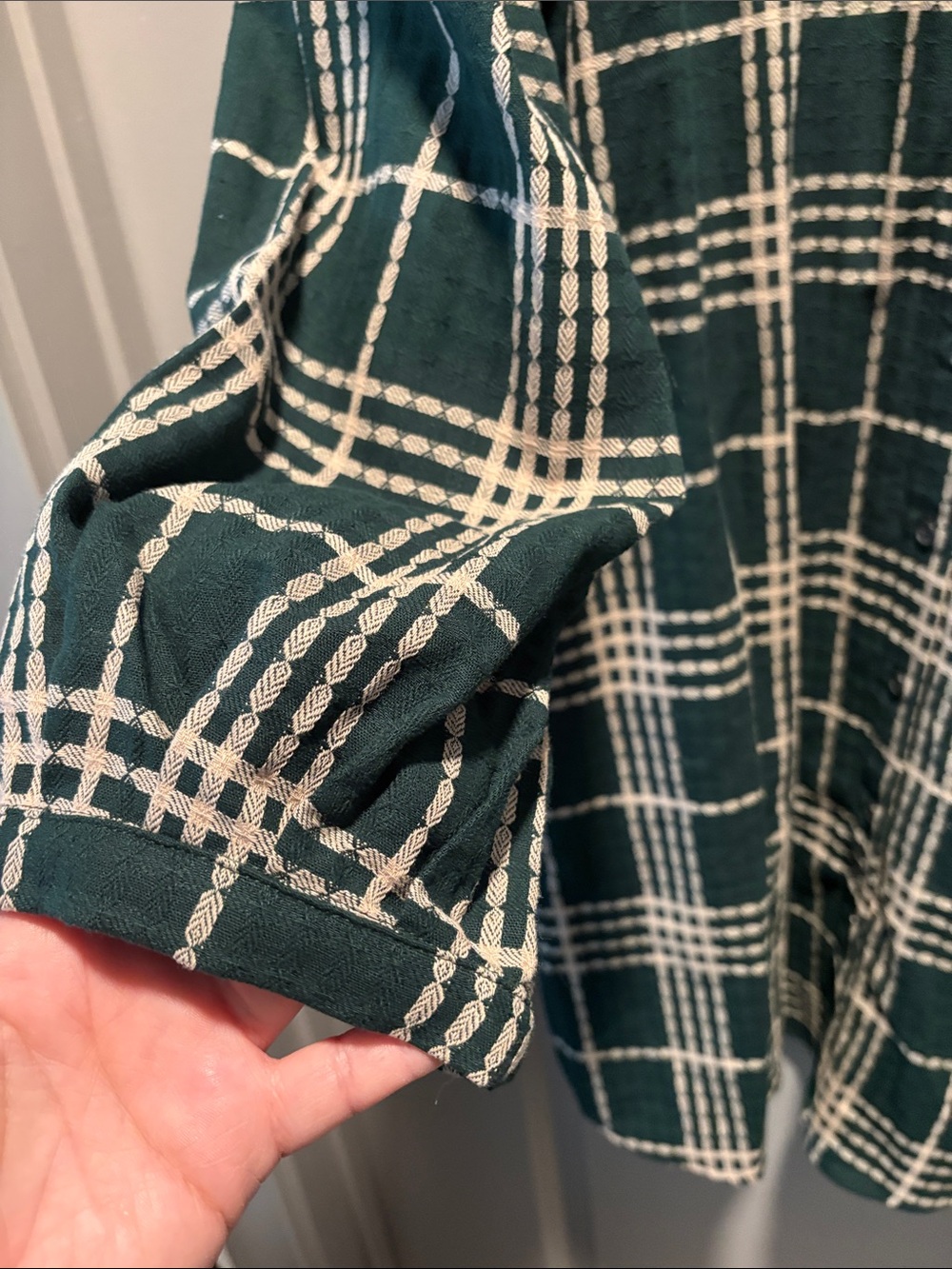 GeeGee x Lovelo Plaid Ruffle Shirt Mini Dress 2X Green Cream Cotton NWT - Picture 6 of 11